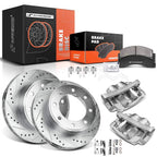 8x Front Drilled Brake Rotors & Pads for Ford F-250 Super Duty