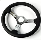 14 Inch Chrome Slotted Steering Wheel Black Leather for Chevrolet Camaro (1967–1968)