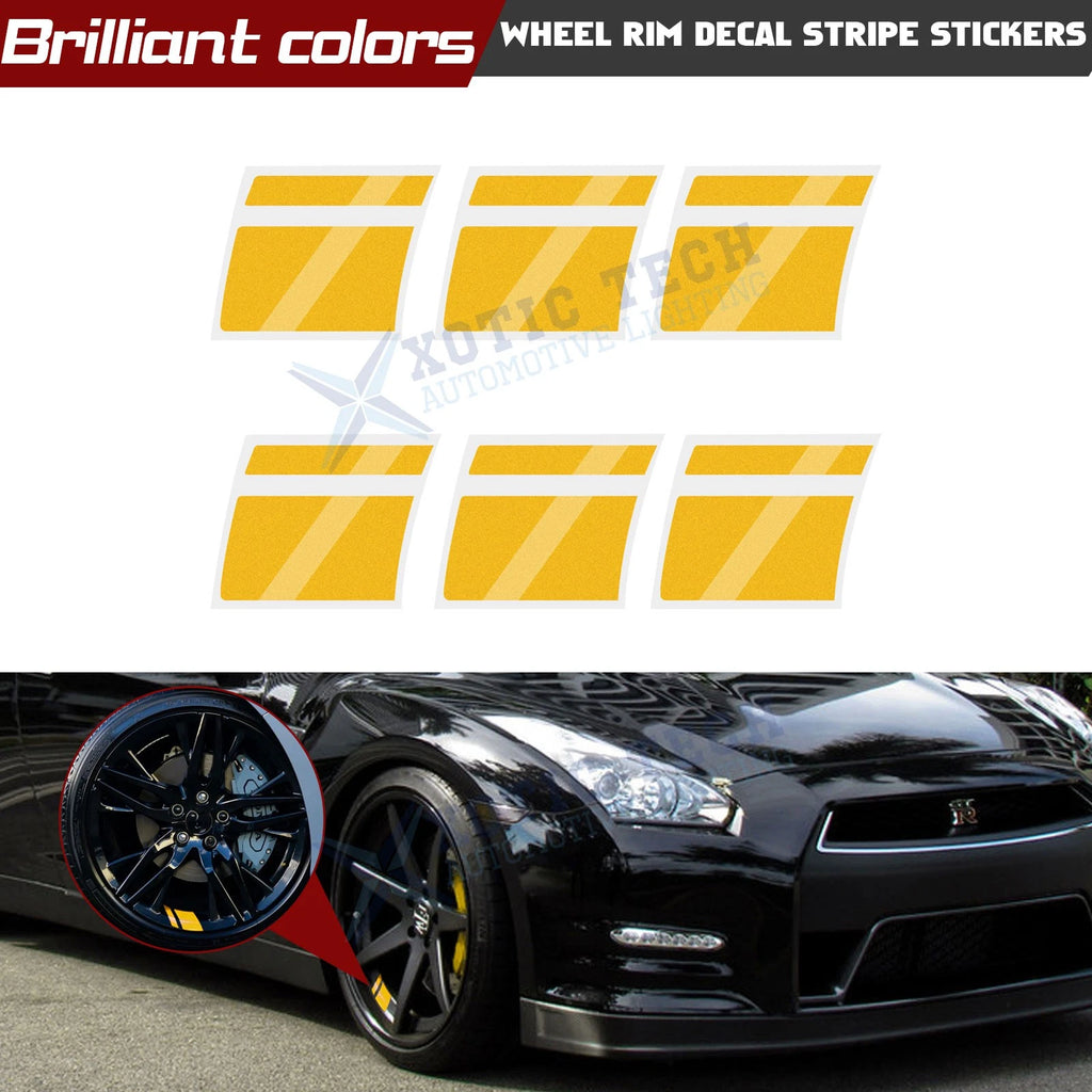 Yellow Tire Rim Warning Mark Decals for 18–21 Inch Wheels (Set)