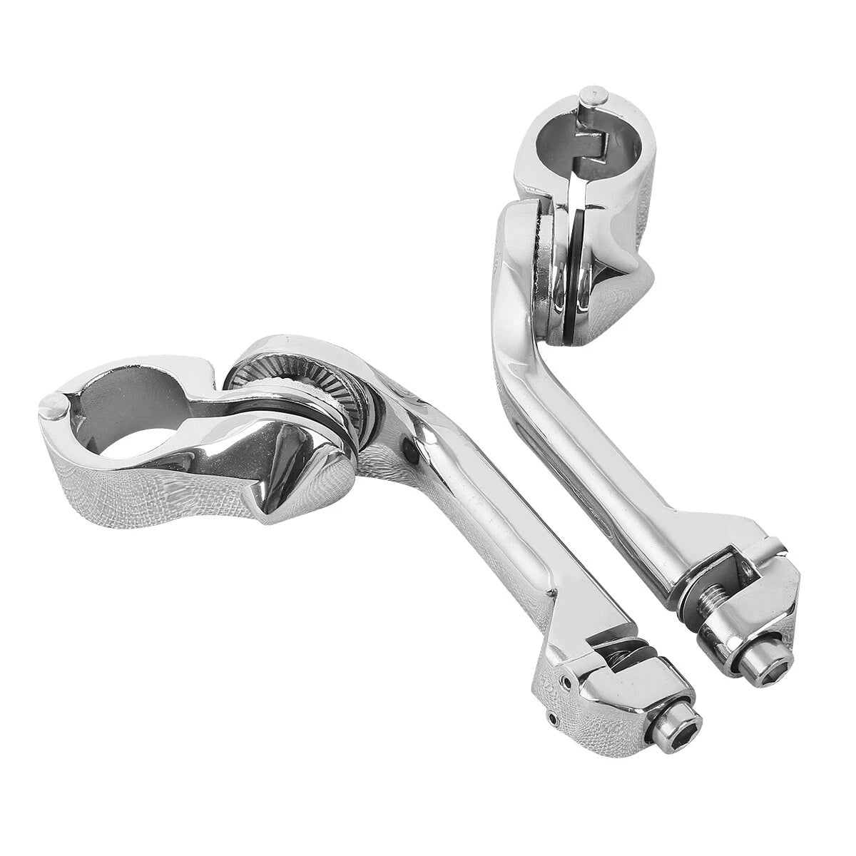 1-1/4" Chrome Long Angled Highway Crash Bar Foot Peg Mounts for Harley Touring