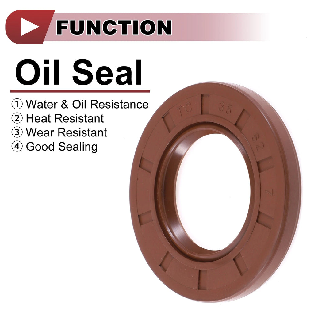 2X Oil Seal Rotary Shaft Seal for Various Models (35x62x7mm) FKM Rubber