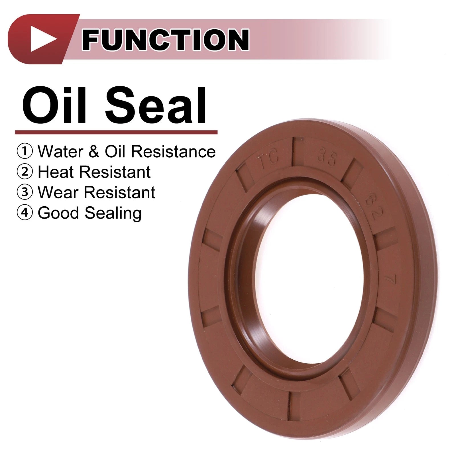 2X Oil Seal Rotary Shaft Seal for Various Models (35x62x7mm) FKM Rubber