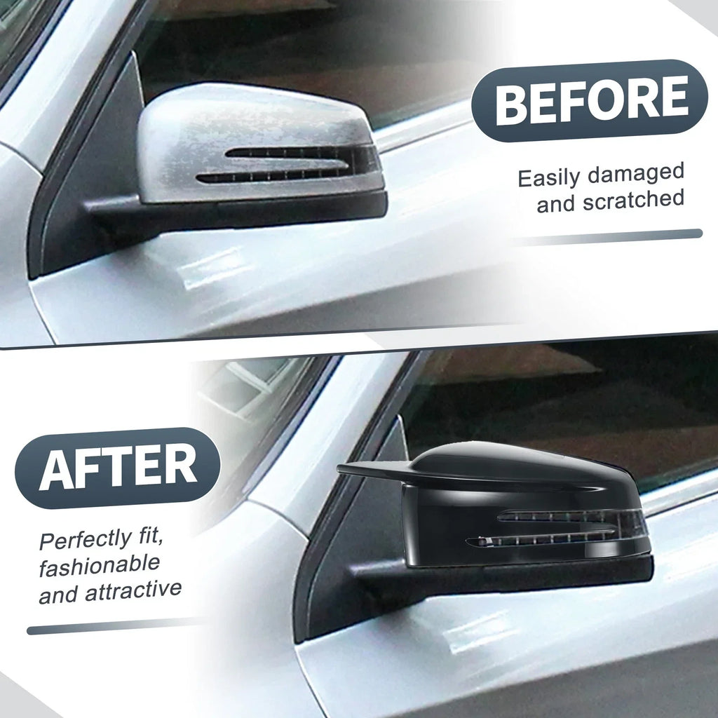 Gloss Black Rearview Mirror Cover Cap for Mercedes-Benz W176 W246 C117