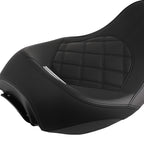 Black Leather PU Driver Passenger Seat for Harley Touring (2009–2023)
