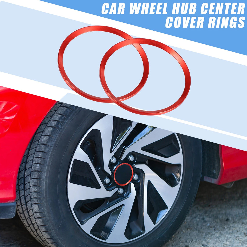 Set of 4 Wheel Hub Center Cover Rings for Honda Civic (2016–2021) Red