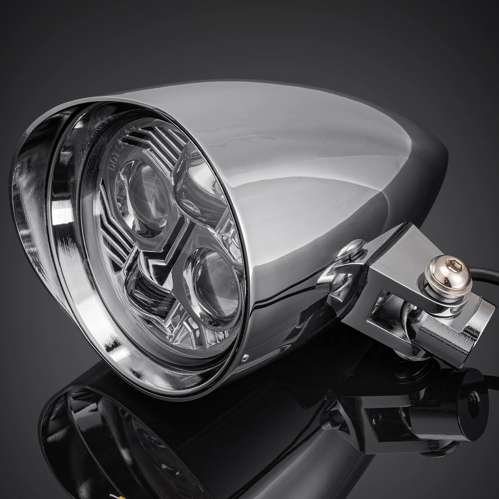 LED Chrome Bullet Headlight Lamp for Harley Bobber Chopper Dyna
