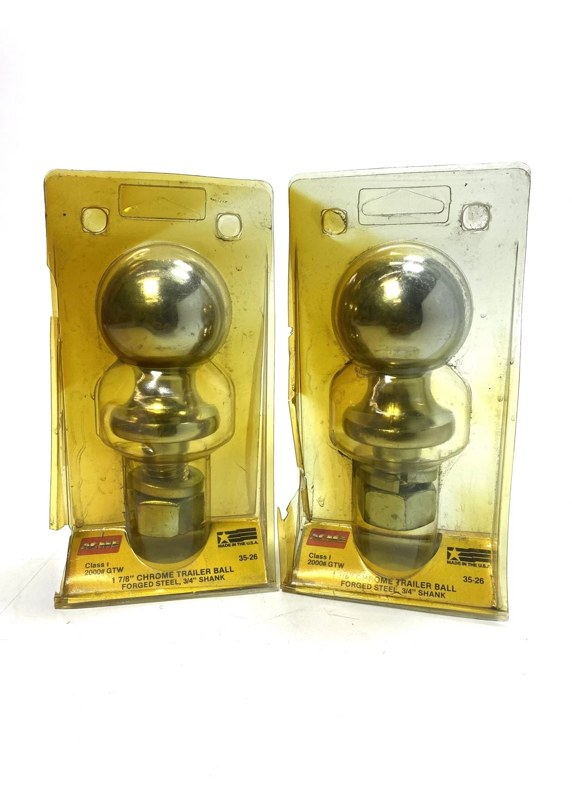 Set of 2 Chrome Trailer Balls for Acme 35-26 (1 7/8'', 3/4'' Shank)