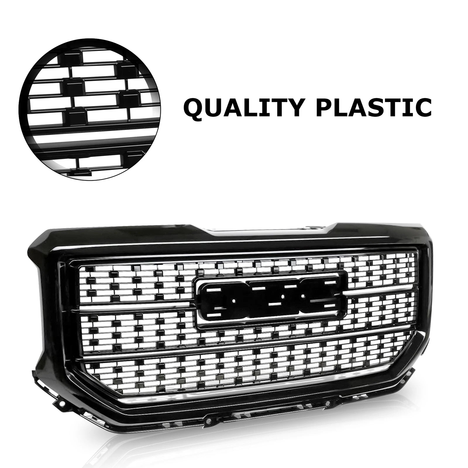 Black Front Bumper Mesh Grille for GMC Sierra 1500 (2016-2018)