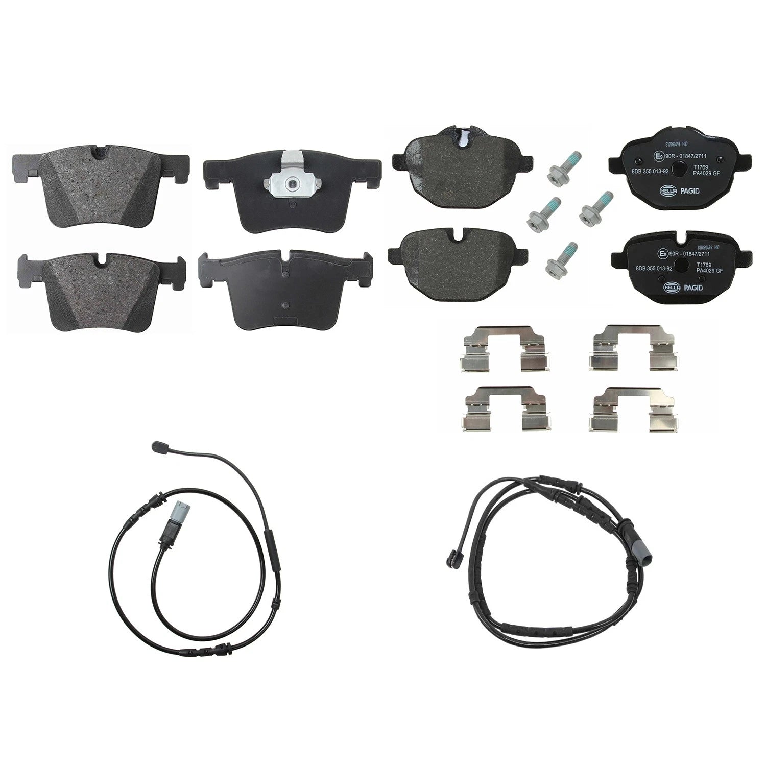 Hella Disc Brake Pad Kit w/ Sensors for BMW F25 X3 (2011–2017)