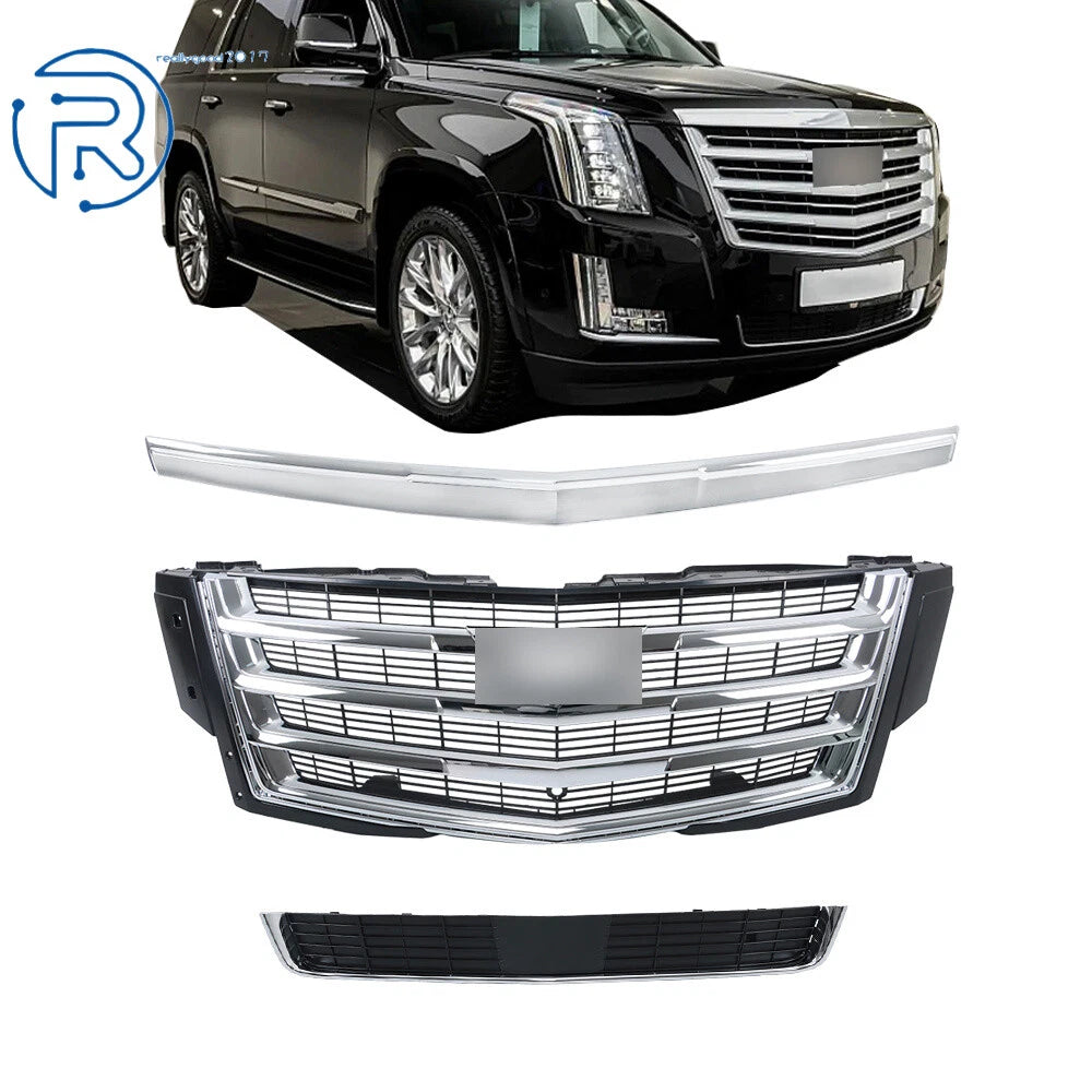 Front Upper Grille with Hood Molding Trim for Cadillac Escalade (2015–2020)