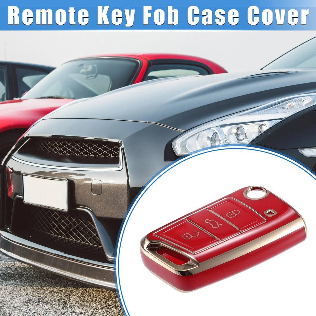 3X Remote Key Fob Case Cover for Volkswagen Golf 7 (2013–2020) TPU Red
