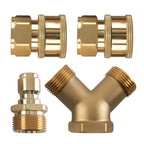 3/8 in Quick Connect Pressure Washer Tee Y-Shape Adapter Brass Dual System for Universal Fit