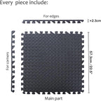 Set of 8 Black EVA Foam Interlocking Exercise Mats for Gym Fitness Yoga