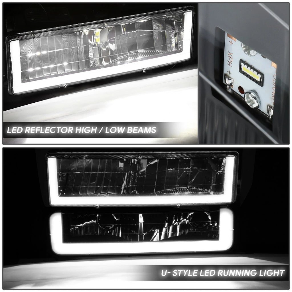 U-Shape LED DRL Headlight & Bumper Turn Signal Lamps for Chevy GMC C/K (1988–2000)