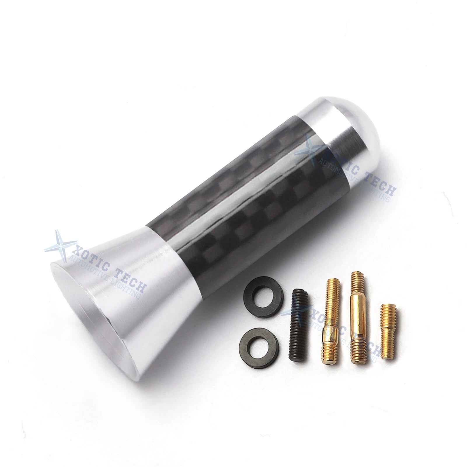 Carbon Fiber 1.4" Silver Screw Antenna for Universal Car (2014-2019)