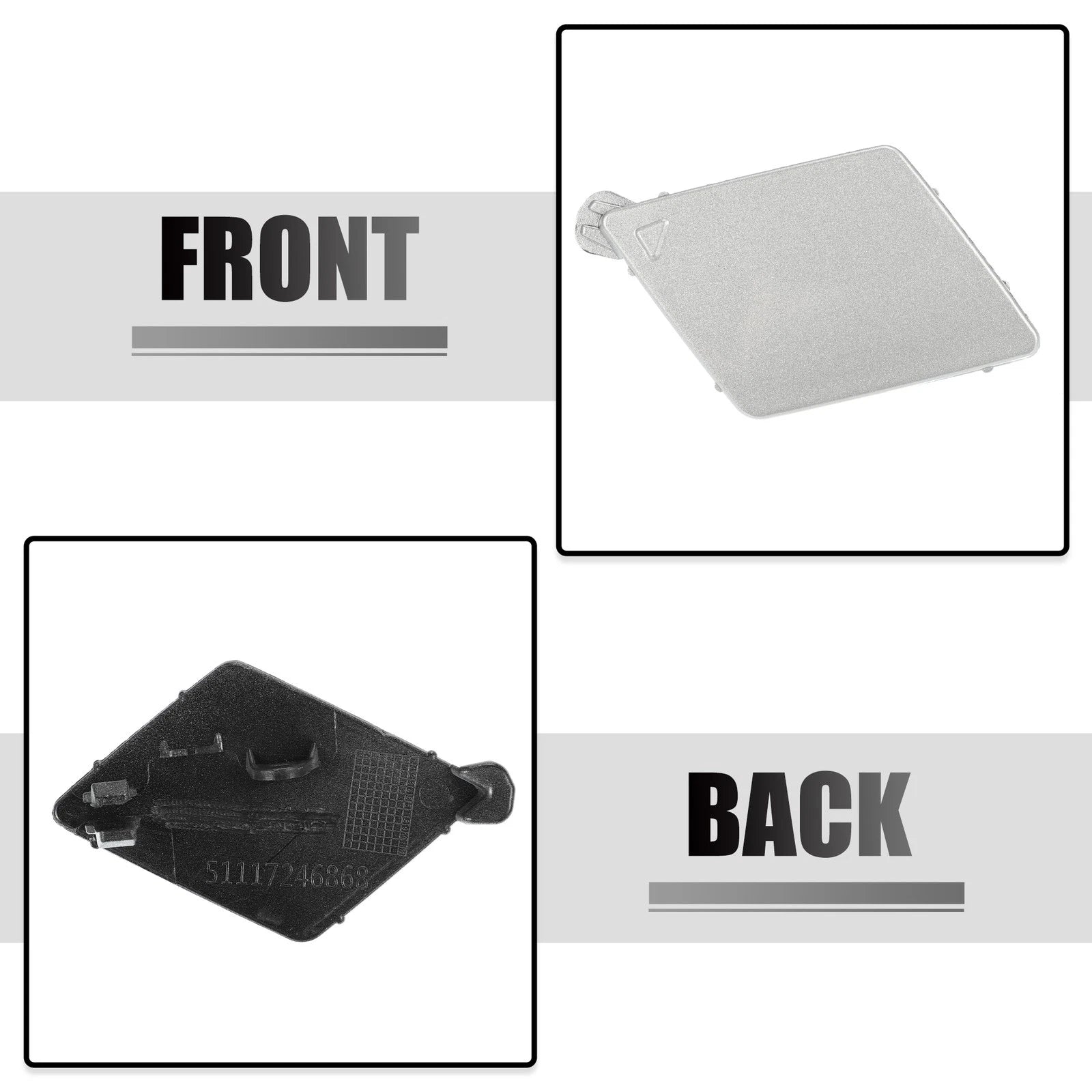 Tow Hook Cover for BMW 5 Series F10 (2011–2017) Silver Tone