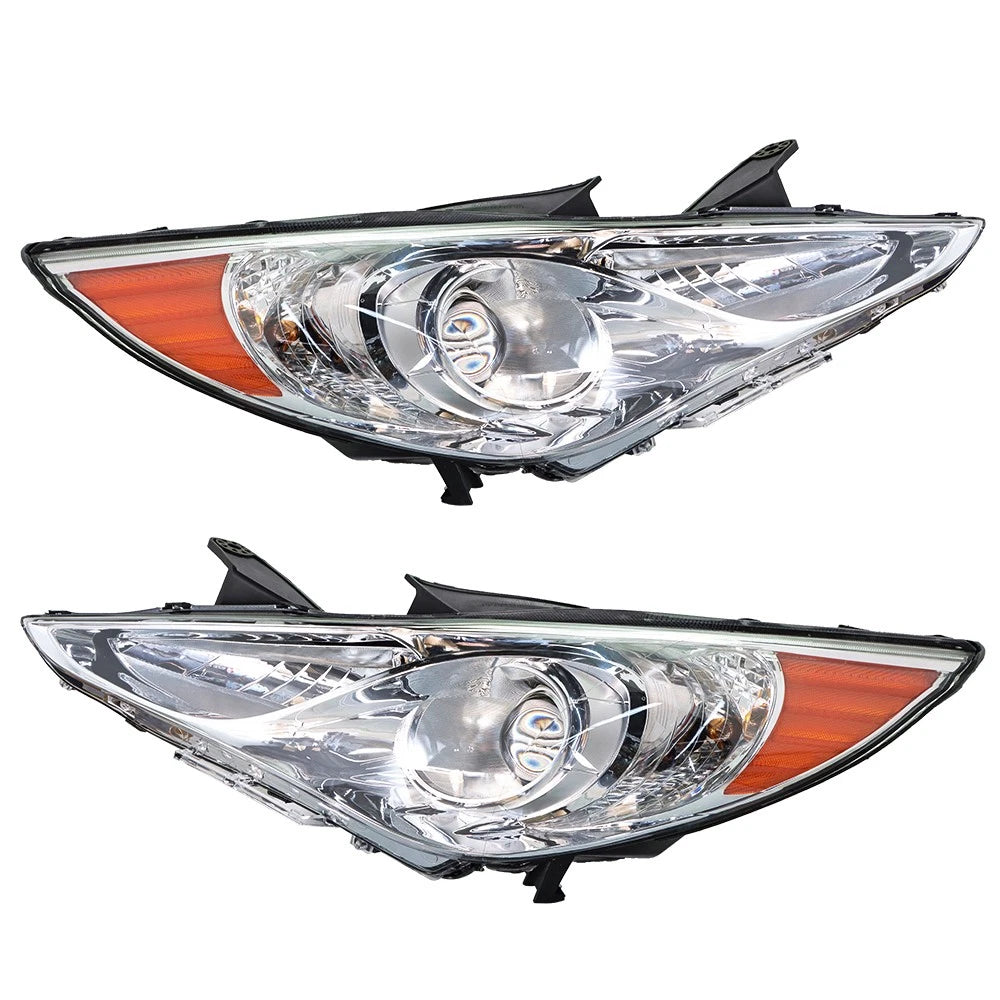 Pair Chrome Headlights for Hyundai Sonata (2011â2014) Clear Lens