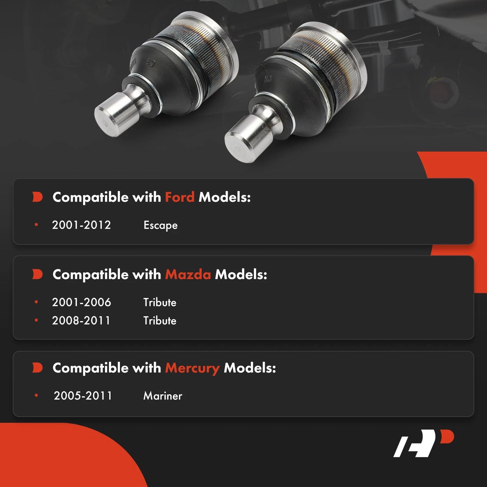 2X Front Lower Ball Joints for Ford Escape (2001-2012)