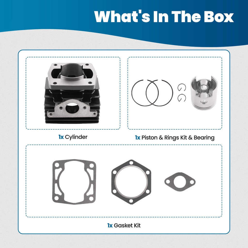 Top End Rebuild Cylinder Piston Gaskets for EZGO 2-Cycle Gas (1976–1988)