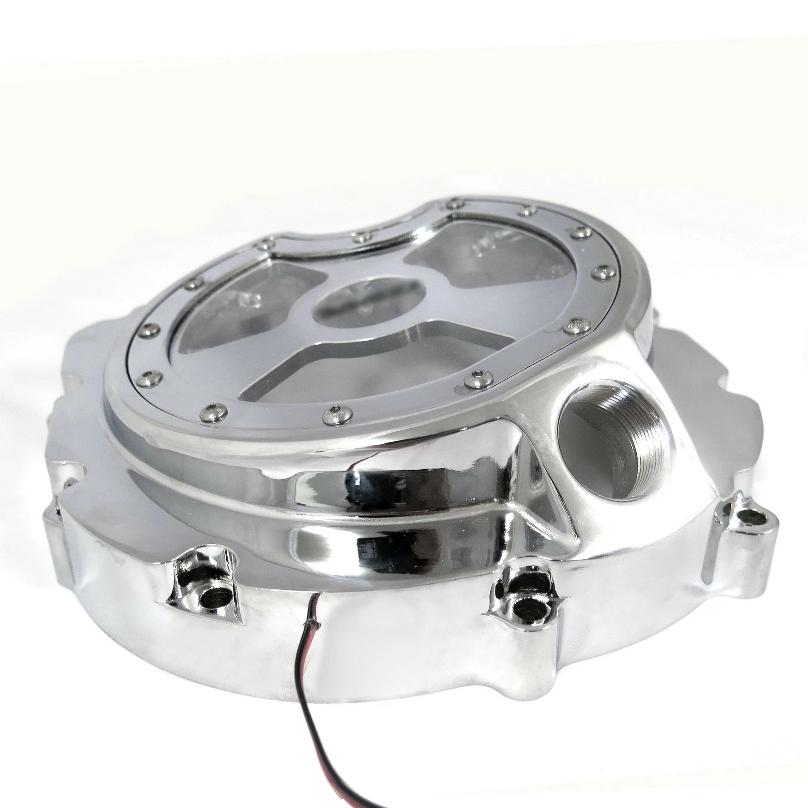 Chrome Engine Clutch Cover with White LED for Kawasaki ZX-14R (2006–2014)