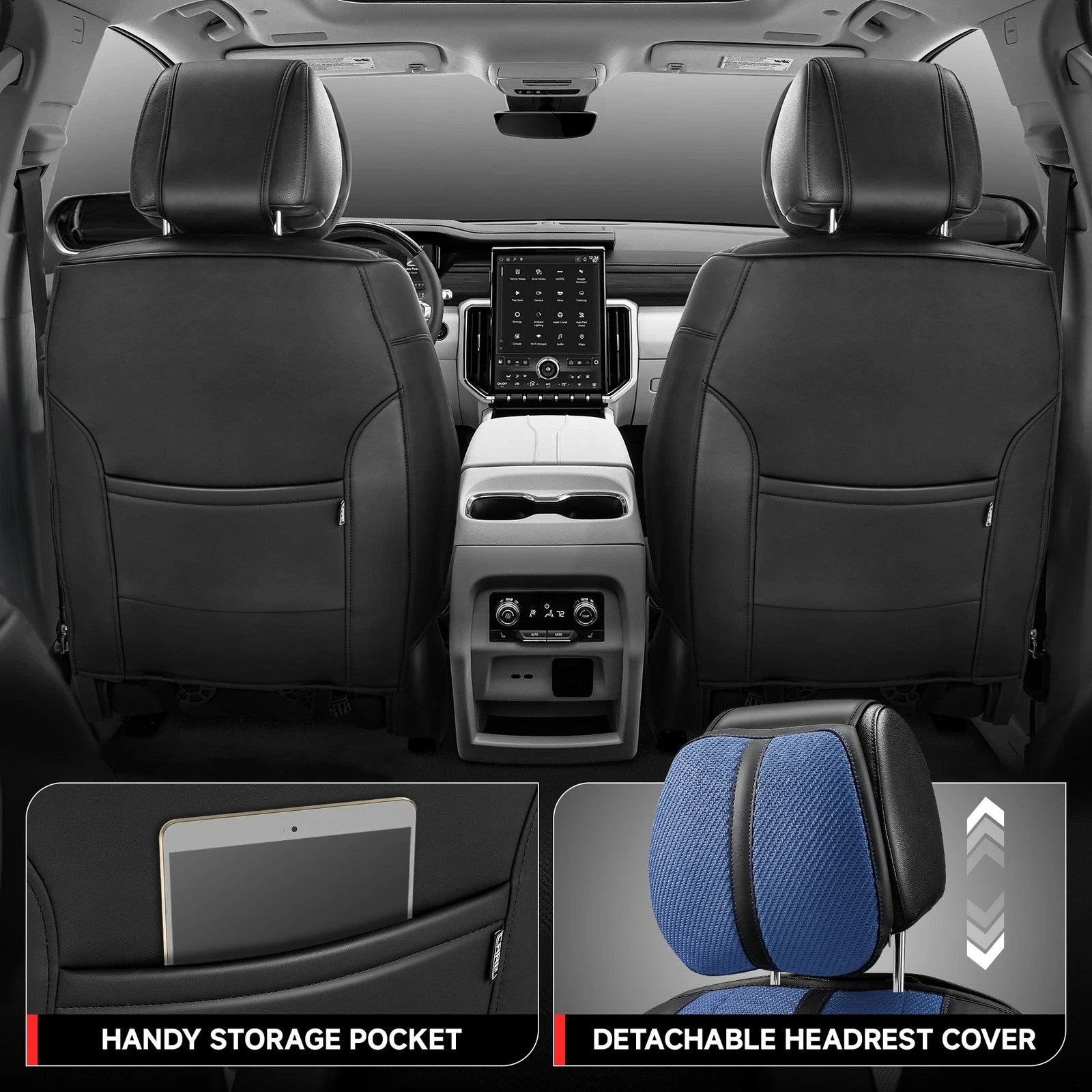Set of 2 CAAP Drive Series Front Row Seat Covers for Truck Car (Universal) Navy Blue