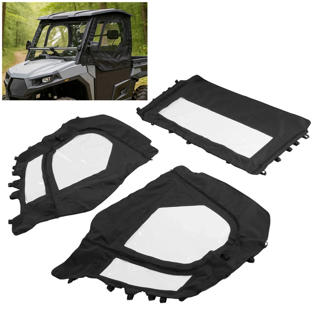 Soft Half Door Enclosure for T-Boss 550 560 750 760 UTV (PVC, Black/Clear)