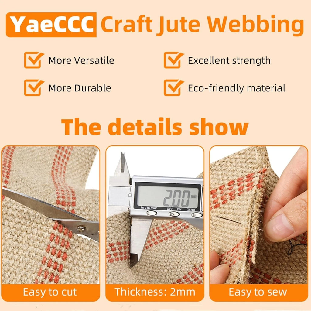 1PC Heavy Duty Jute Webbing Tape 3.5" x 10 Yd for Chair Repair