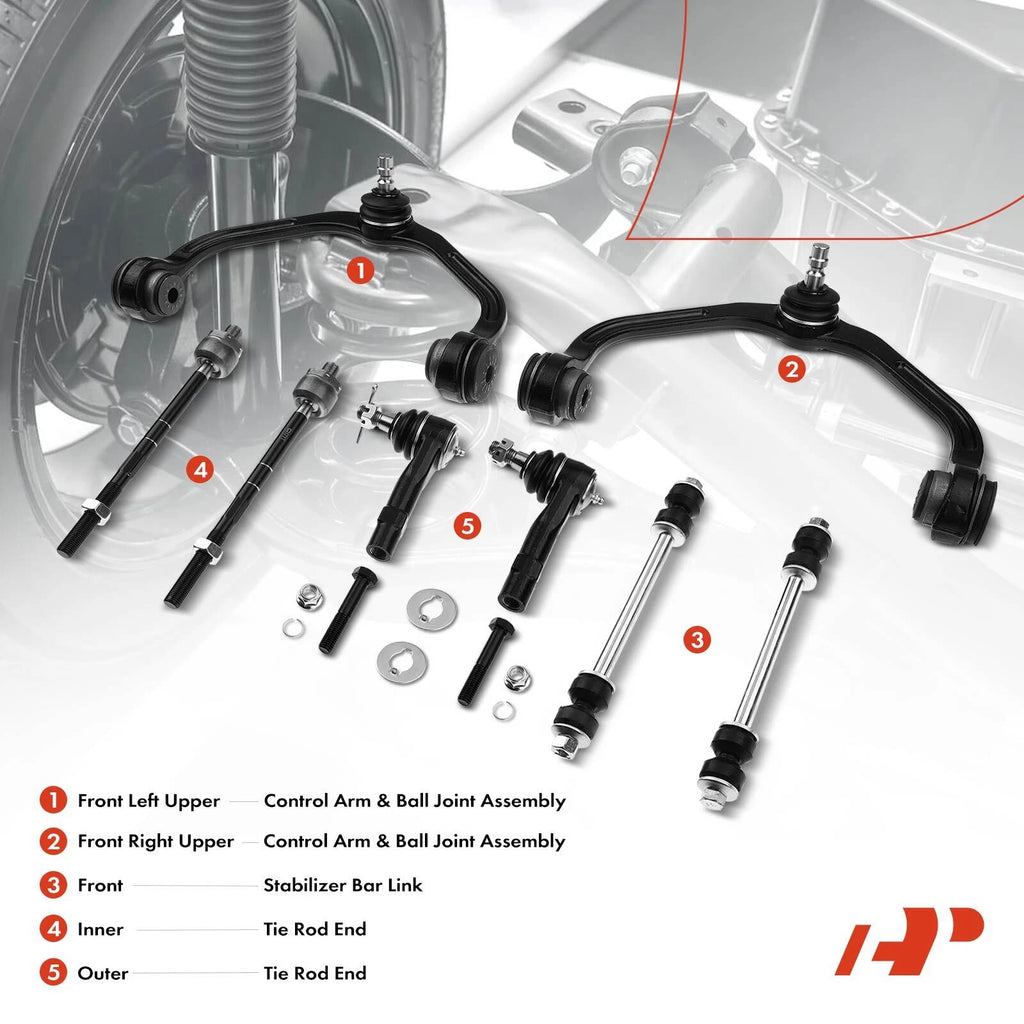Set of 8 Front Upper Control Arm Sway Bar Tie Rod for Ford Ranger (1998–2004)