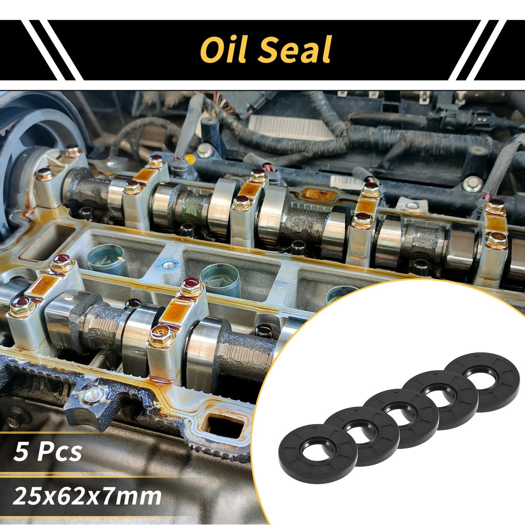Set of 5 Oil Seal Rotary Shaft Seal NBR Rubber 25x62x7mm