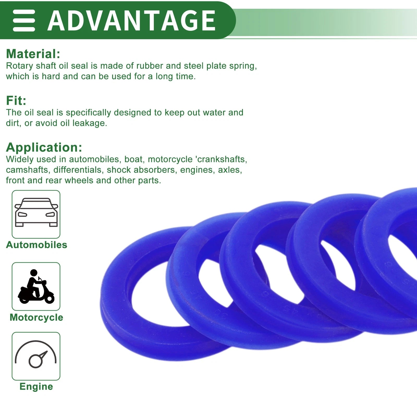 Set of 5 Oil Seal Rotary Shaft Seal 30x45x6mm High Pressure for Various Models