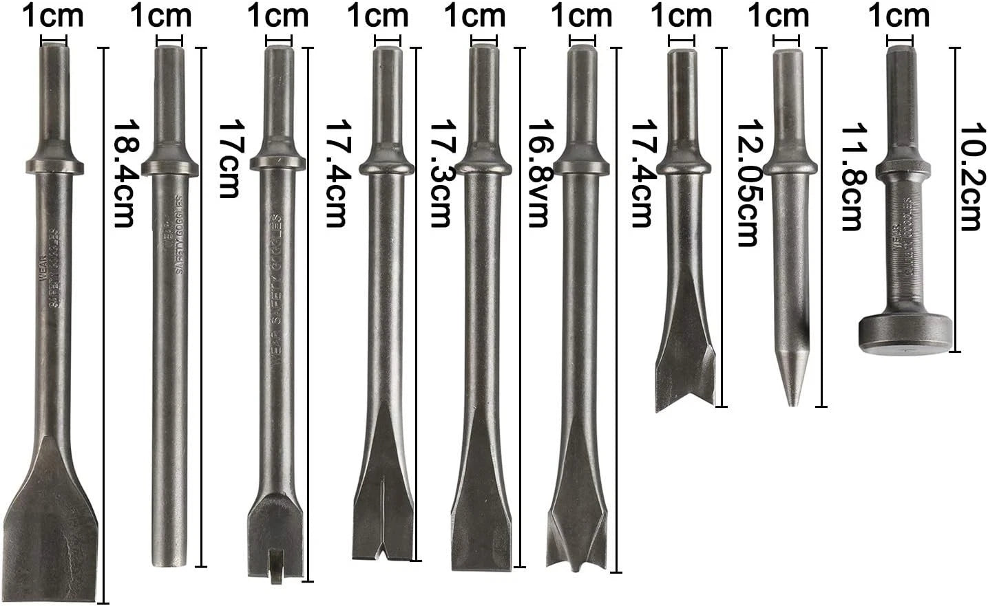 9PCS Air Hammer Bits Set for Pneumatic Tools