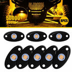 8X Amber Rock LED Underglow Lights for ATV UTV SUV Truck