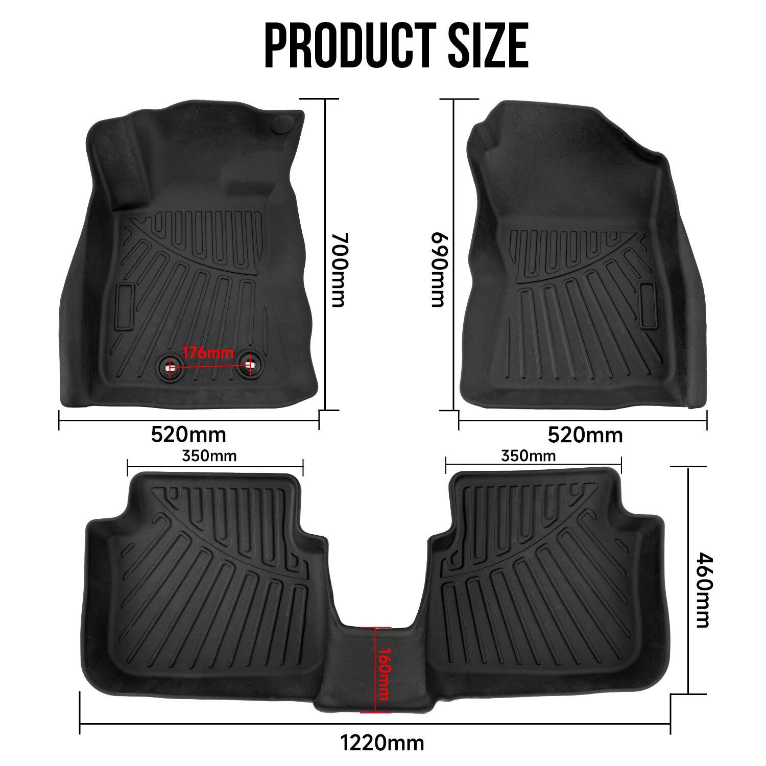 All Weather Floor Mats Liners TPE for Subaru Crosstrek (2024)