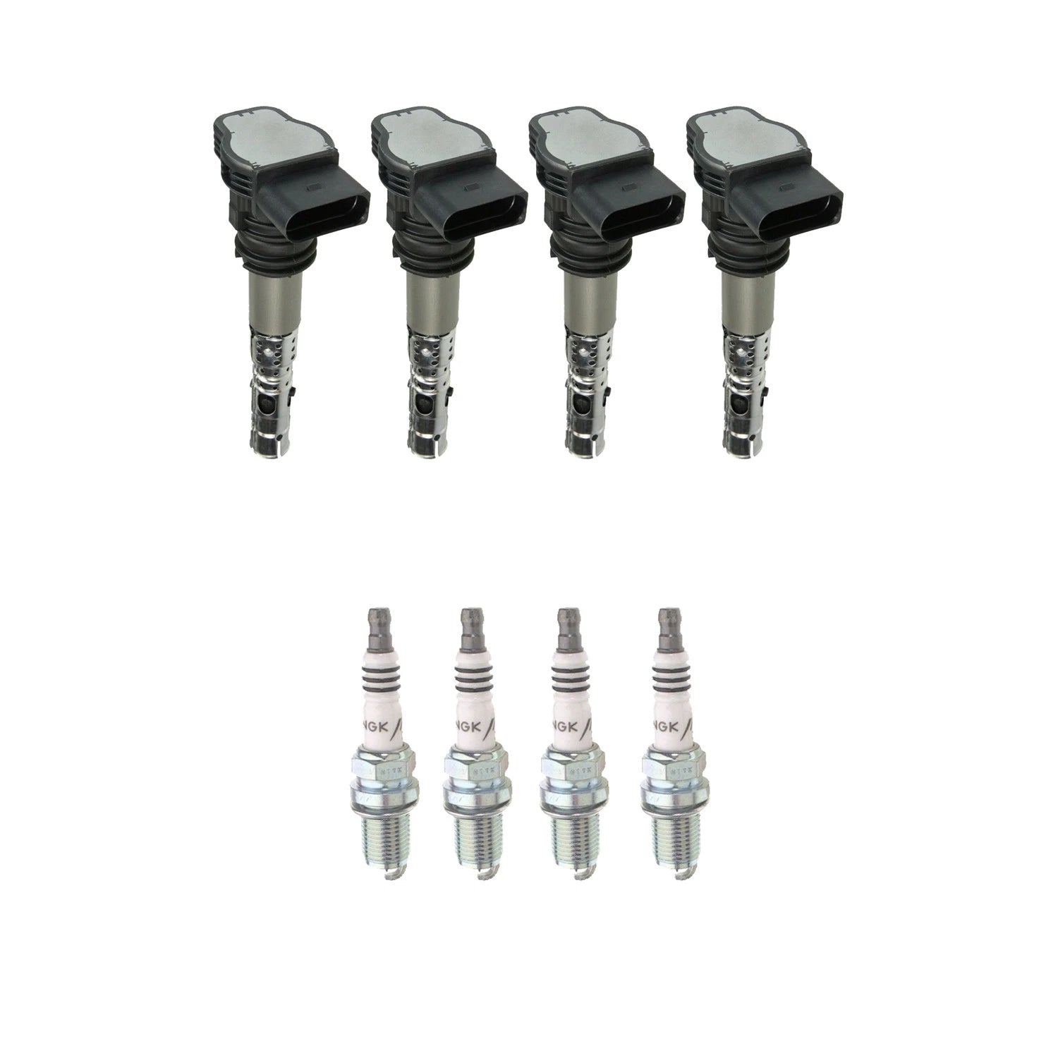 Set of 4 NGK Ignition Coils & Iridium Spark Plugs for A4 Quattro Golf Jetta (1996–2006)