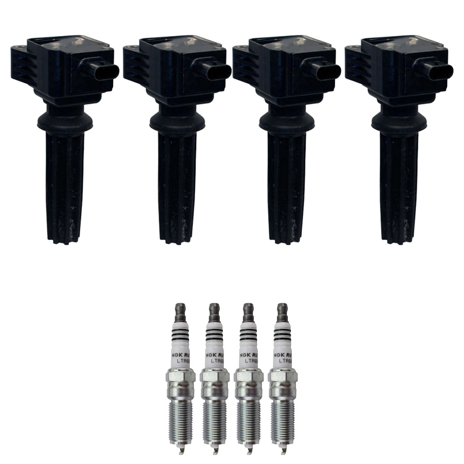 Set of 4 Ignition Coils & NGK Ruthenium Spark Plugs for Explorer Mustang