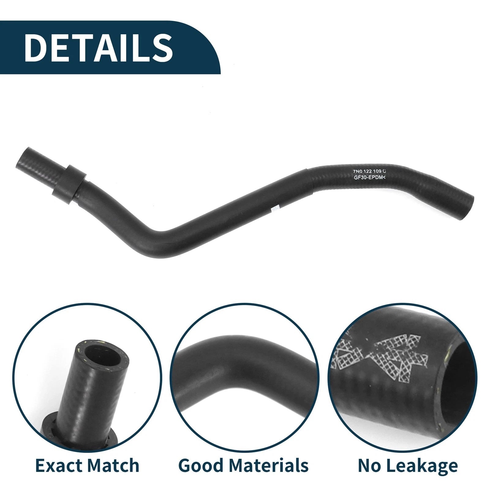 Radiator Hose Coolant Pipe for Volkswagen Sharan (2015) No. 7N0122109C Rubber