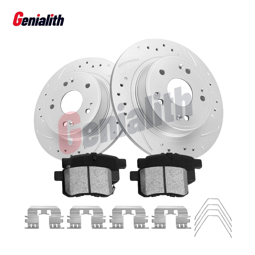 Rear Drilled Slotted Brake Rotors & Ceramic Pads for Honda Accord (2008–2017)