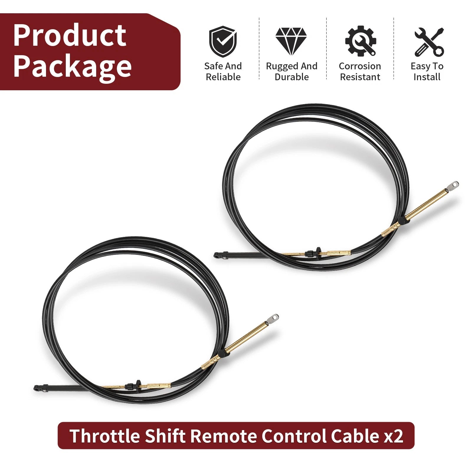 Set of 2 Shift & Throttle Cables 14' for Johnson Evinrude OMC BRP (N/A)