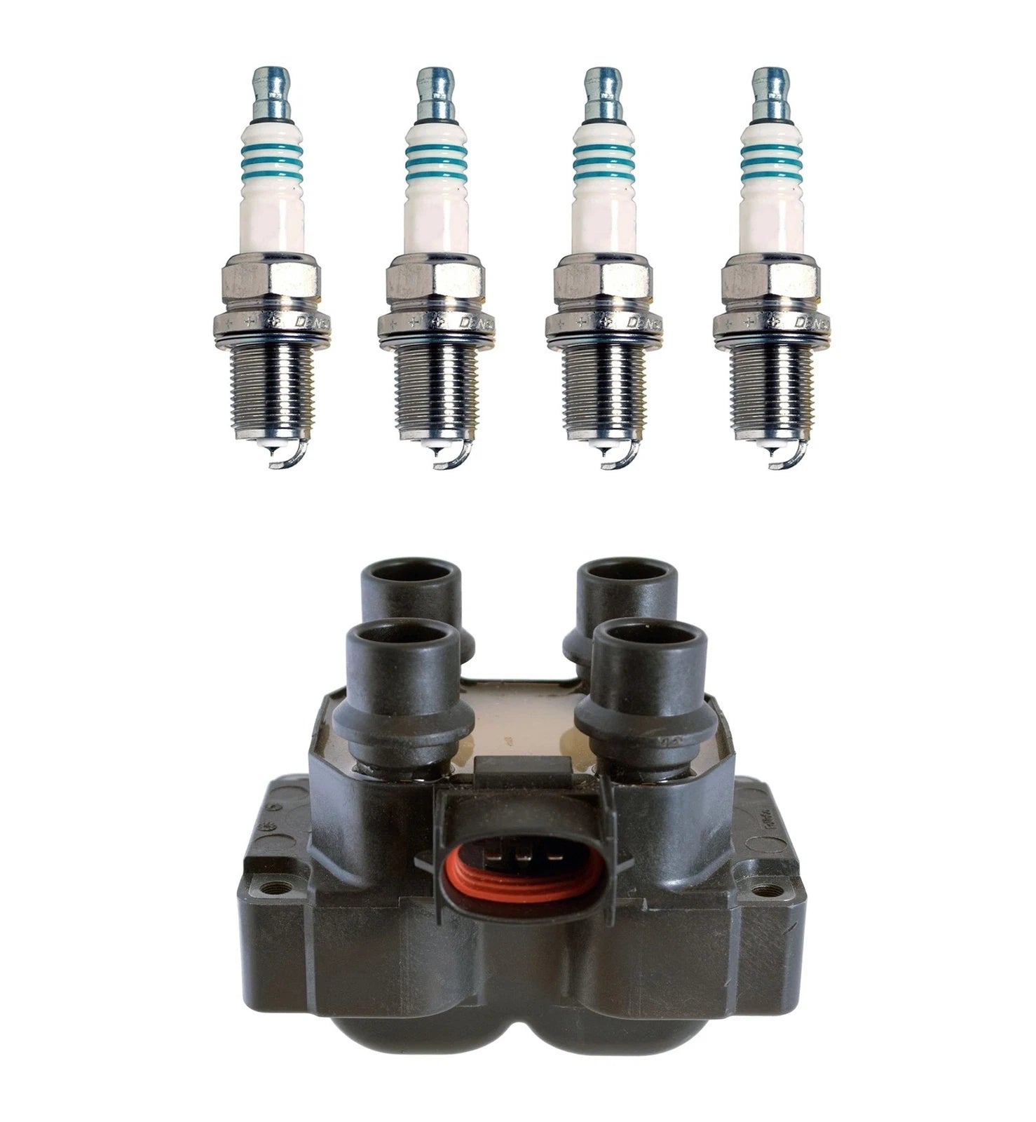 Denso Ignition Coil & 4 Iridium Spark Plugs Kit for Mazda 626 (1998–2002)