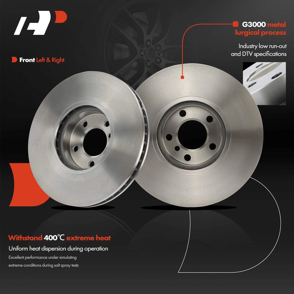 Set of 2 Front Disc Brake Rotors & Ceramic Pads for BMW 550i (2011–2016)