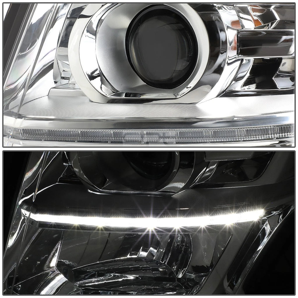 Chrome Amber Projector Headlights w/LED DRL for Chevy Suburban/Tahoe (2015–2020)