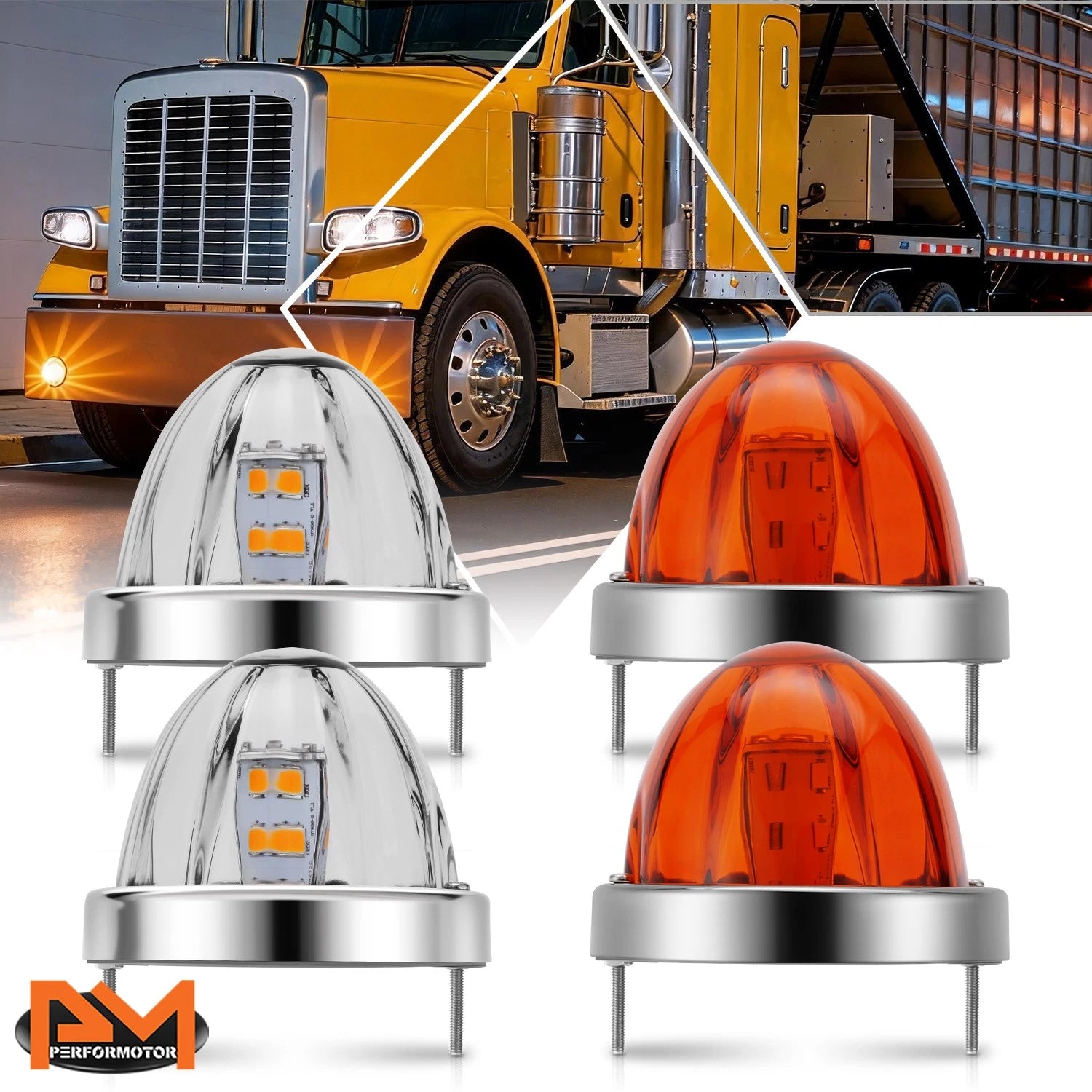 4X Amber/Clear LED Side Marker Lights for Truck Trailer