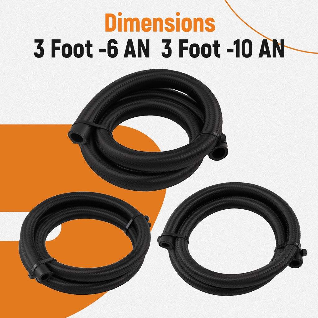 Power Steering Oil Line Kit for Universal Remote Reservoir (Black)