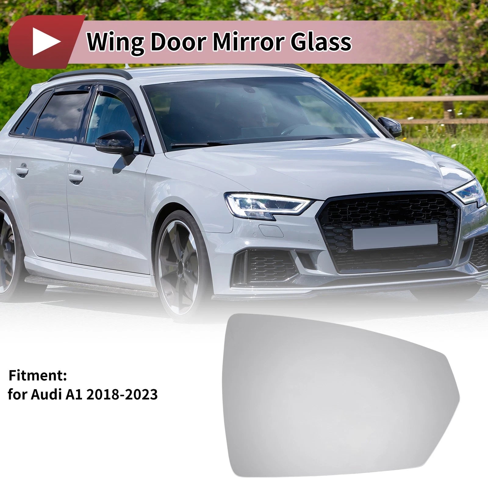 Right Side Wing Mirror Glass for Audi A1 (2018–2023)