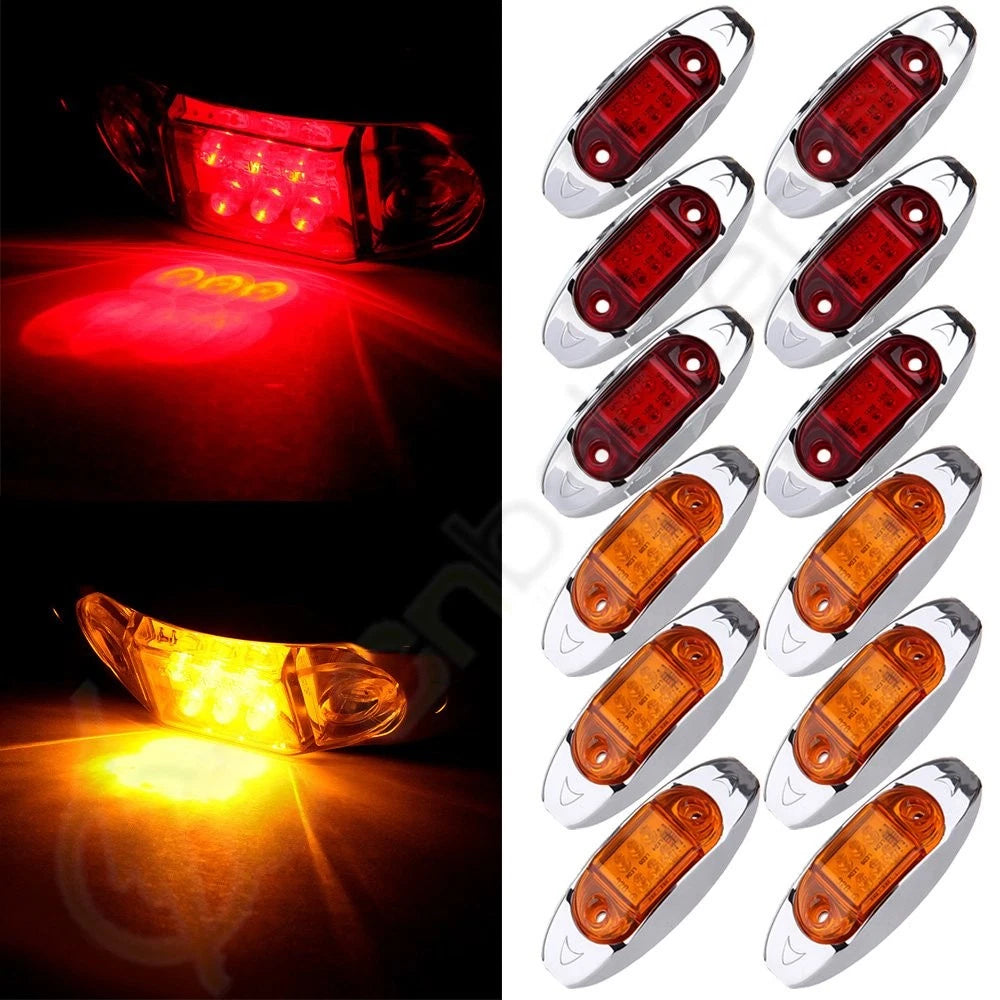 Set of 6 LED Side Marker Lights for Boat Trailer Truck (12V)