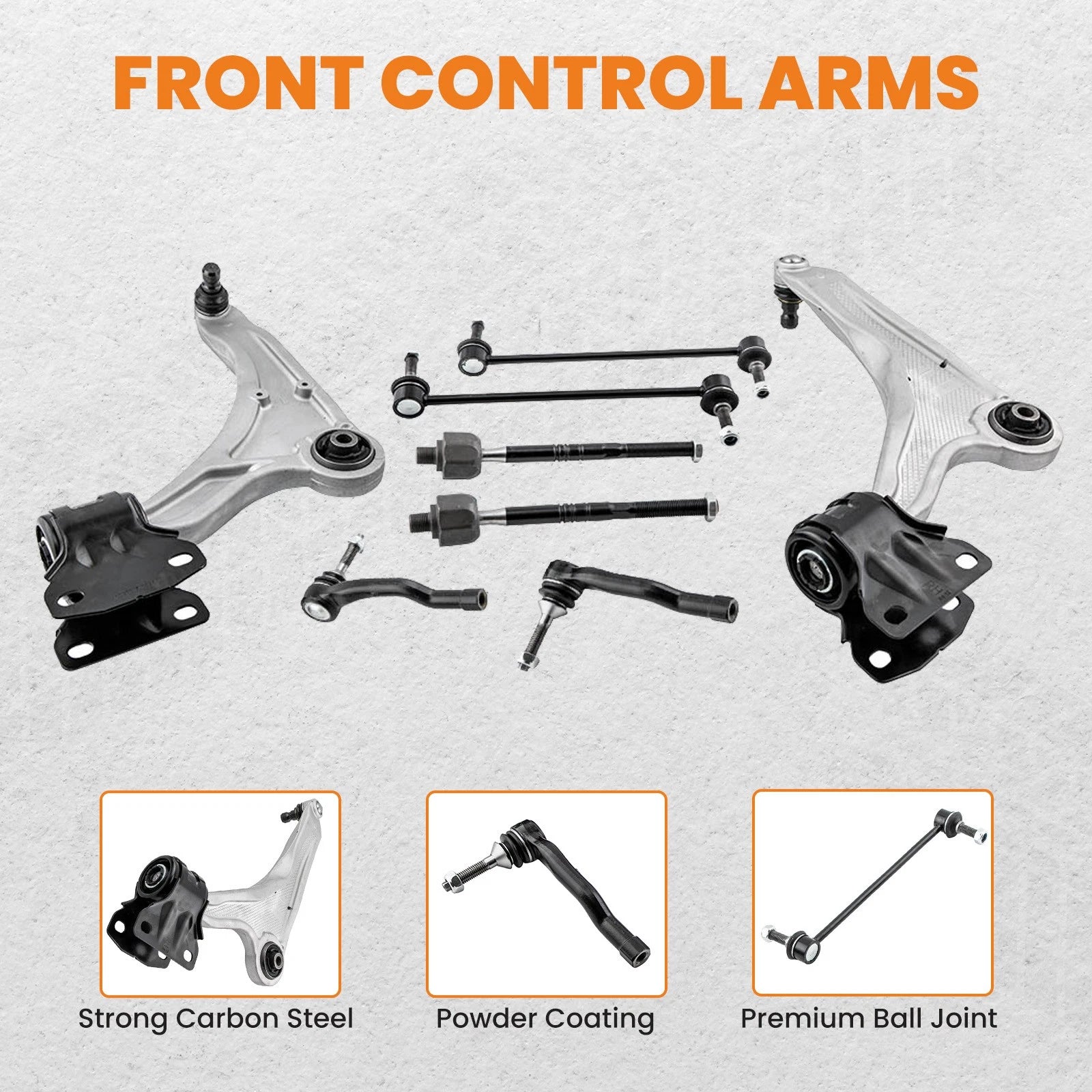 8PC Front Lower Control Arms w/Ball Joints for Ford Fusion (2013–2017)