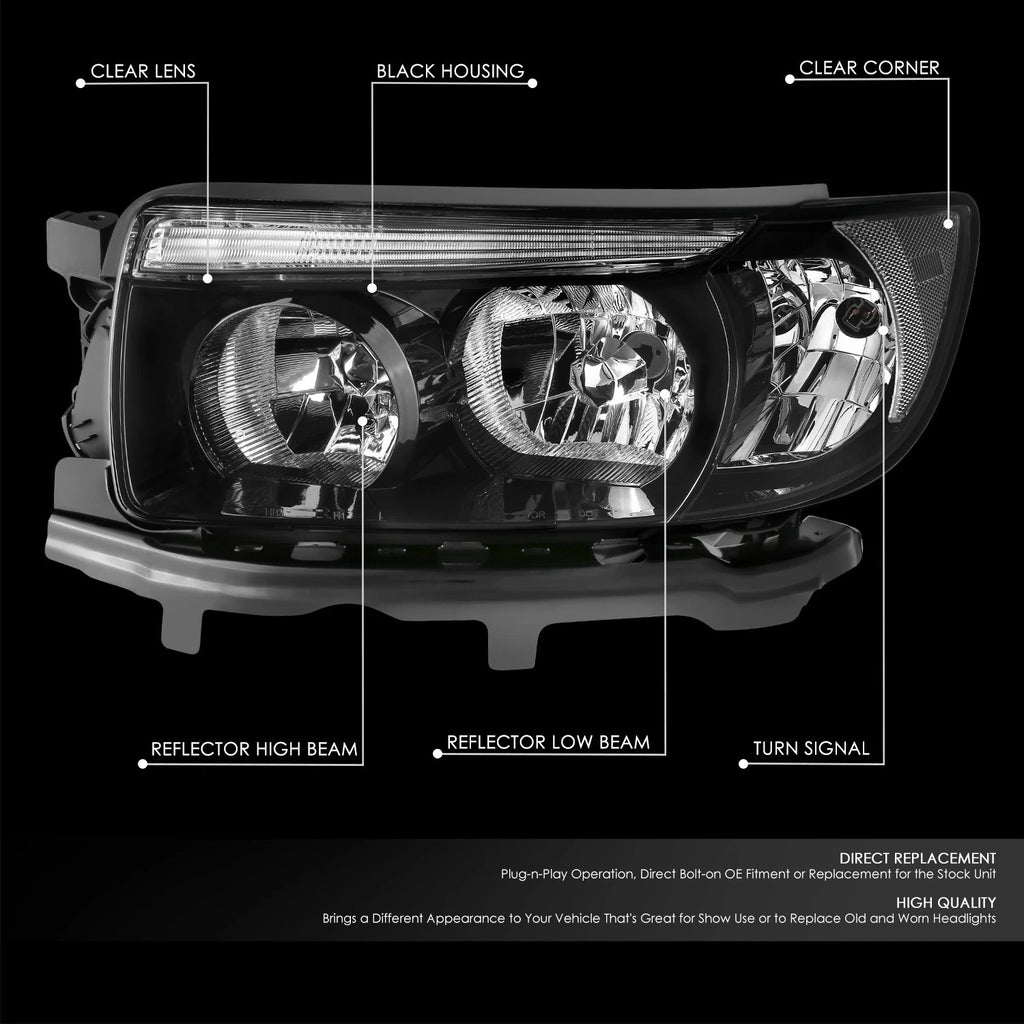 Factory Style Black Housing Clear Corner Headlights for Subaru Forester (2006–2008)