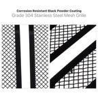 Stainless Black Mesh Grille Insert for Jeep Wrangler JL (2018-2024)