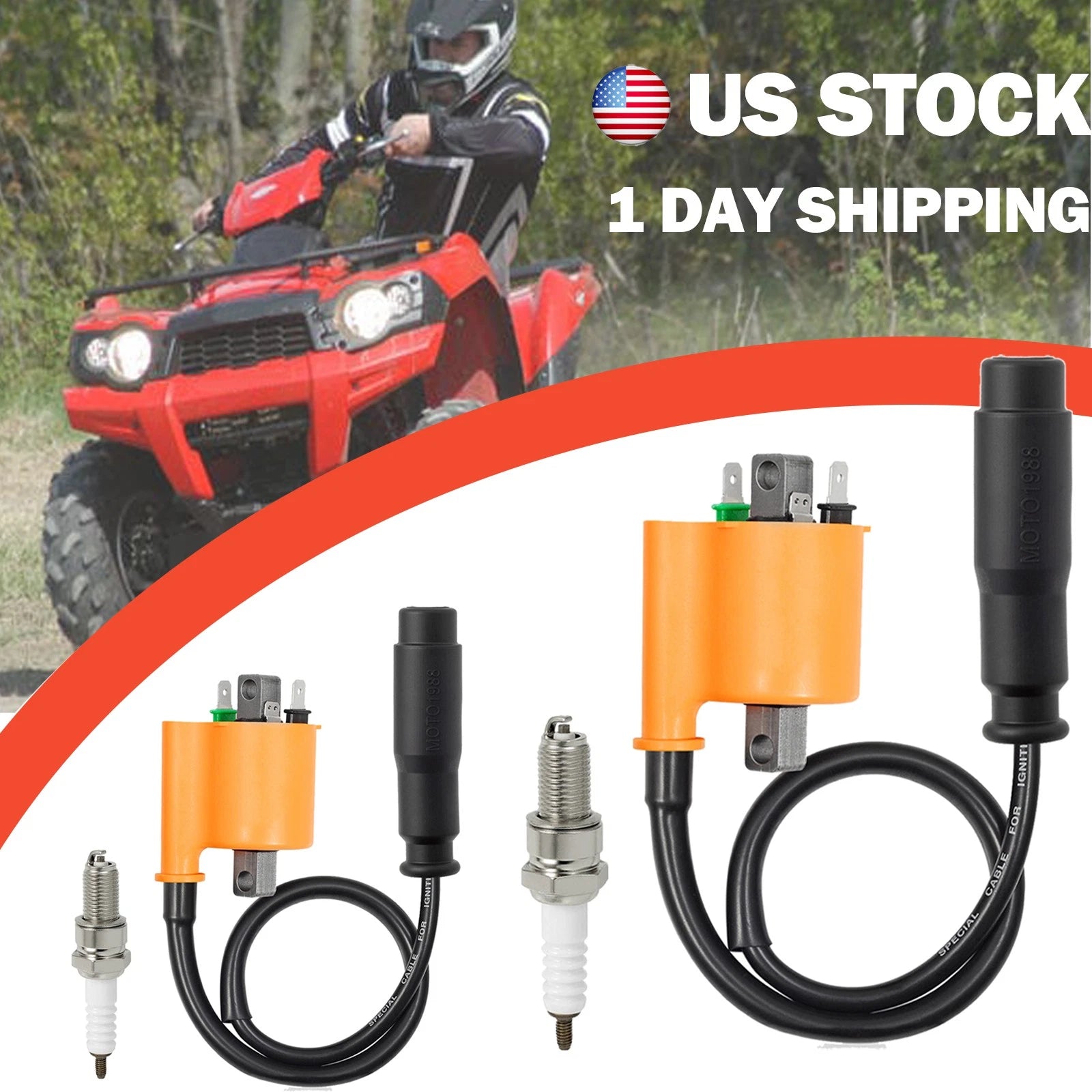 2X Ignition Coil Spark Plug & Cap for Kawasaki Brute Force 750 (2008–2022)