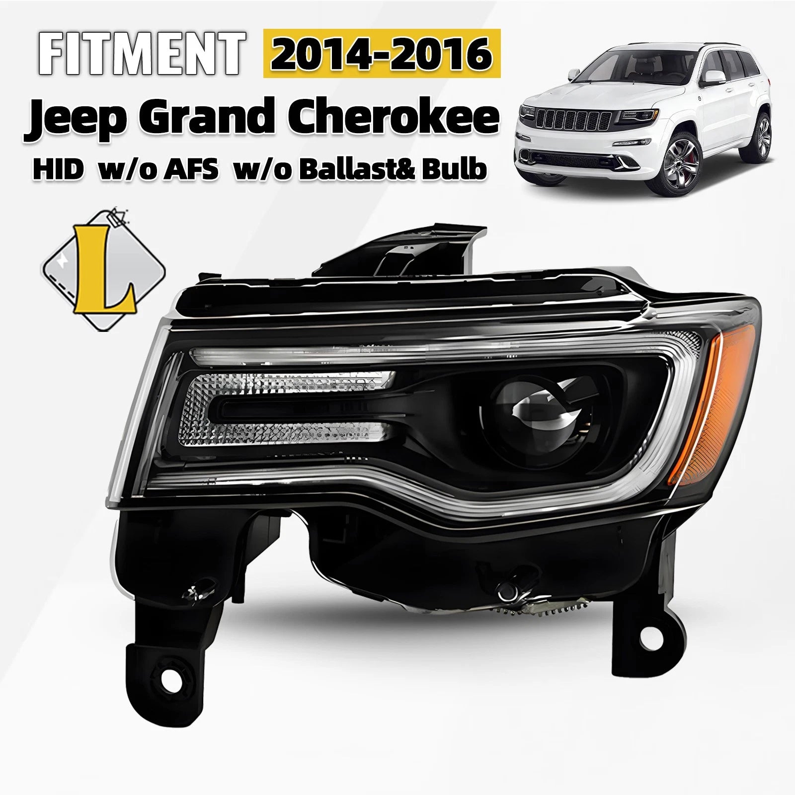 HID/Xenon Headlight for Jeep Grand Cherokee (2014–2016) w/Auto Leveling